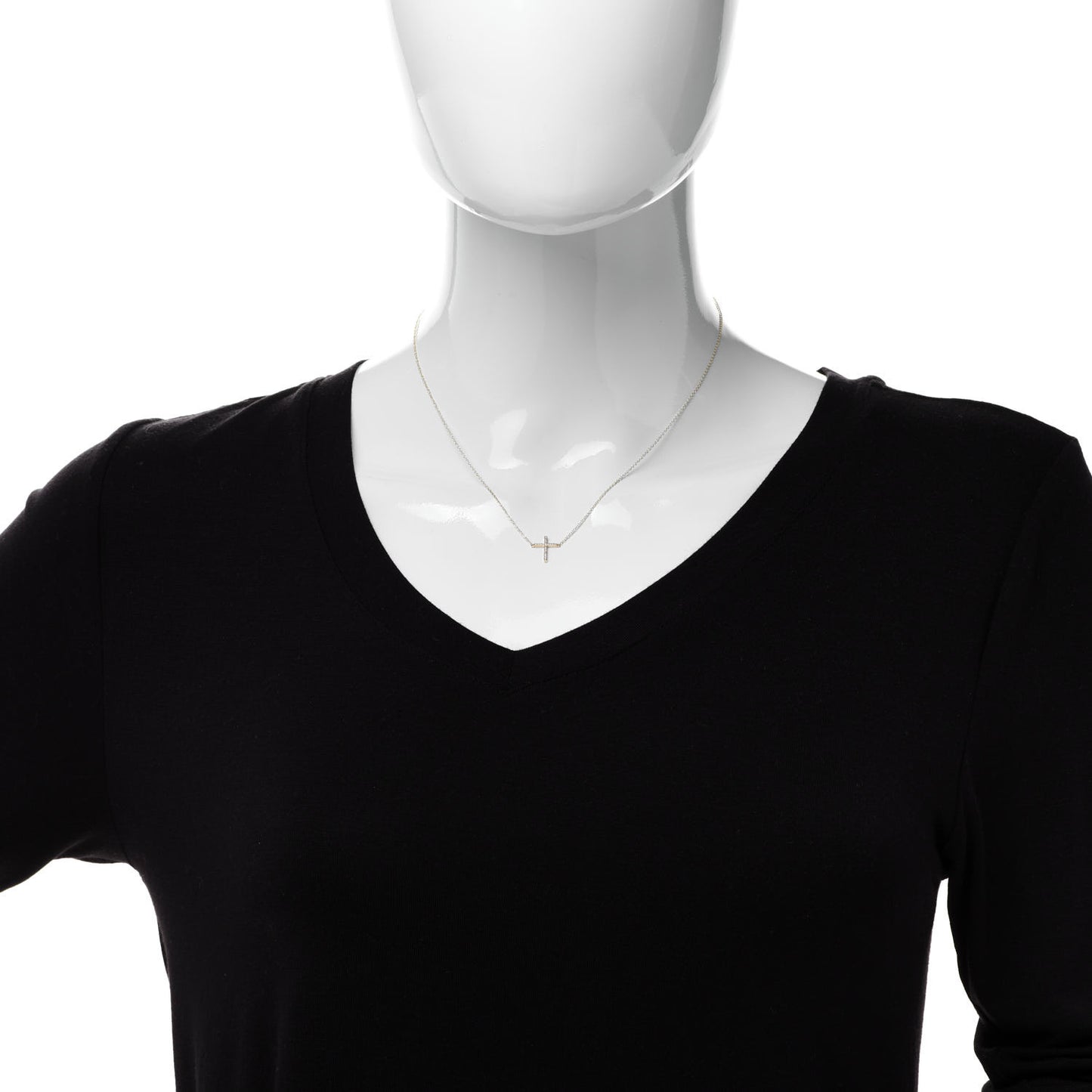 18K Yellow Gold Diamond Cross Pendant Necklace