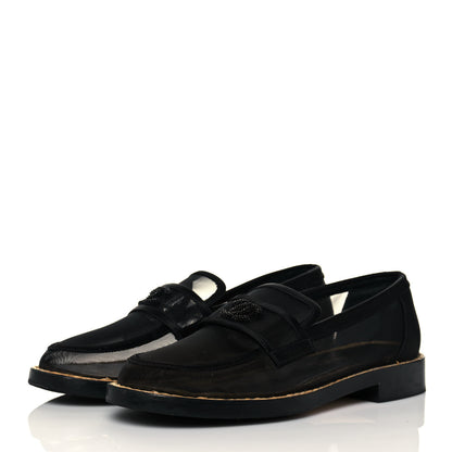 Chanel Mesh Satin CC Loafers 37 Black 3 of 8