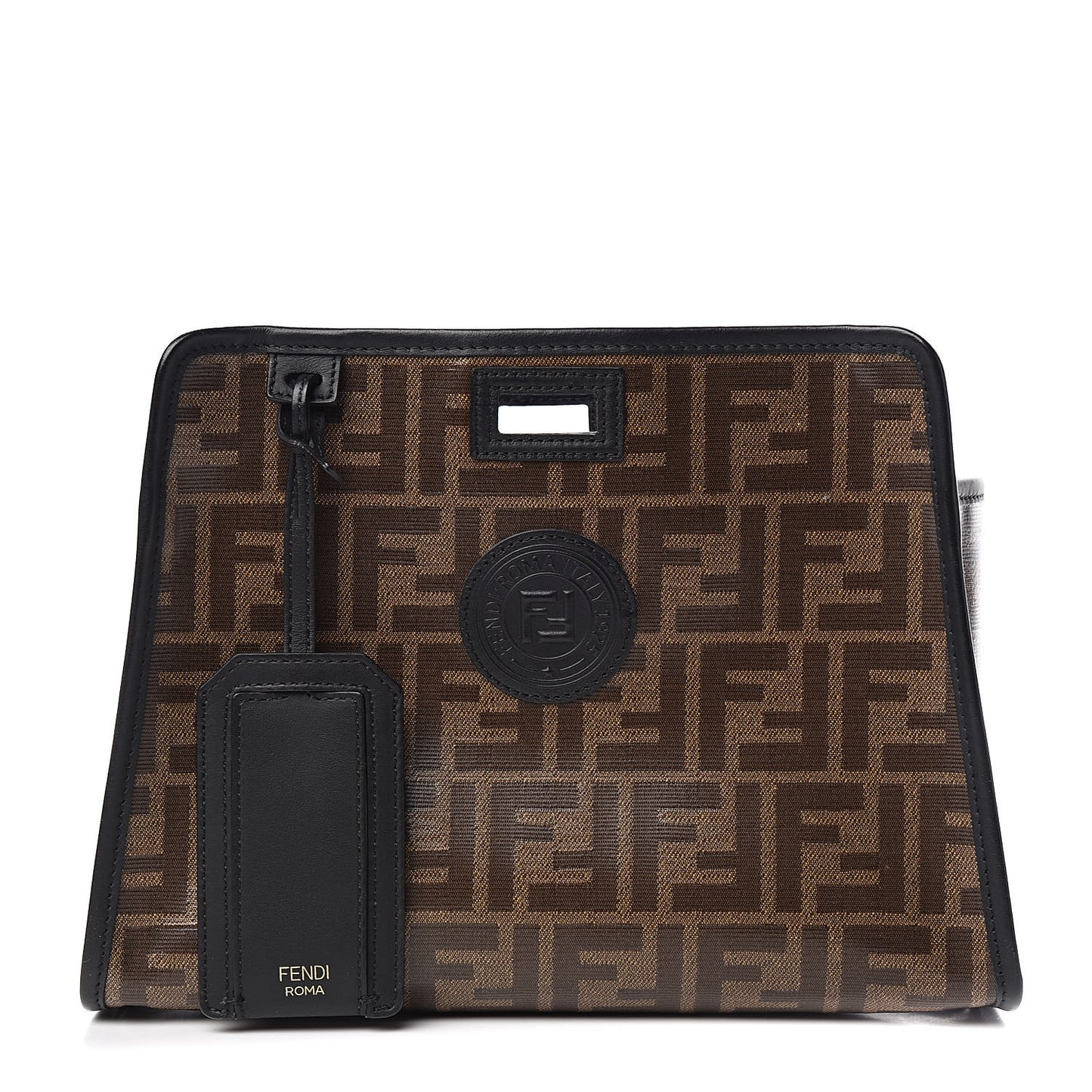 Glazed Fabric Vitello Century FF 1974 Stamp Patch Mini Peekaboo Defender Cover Mogano Panna Black
