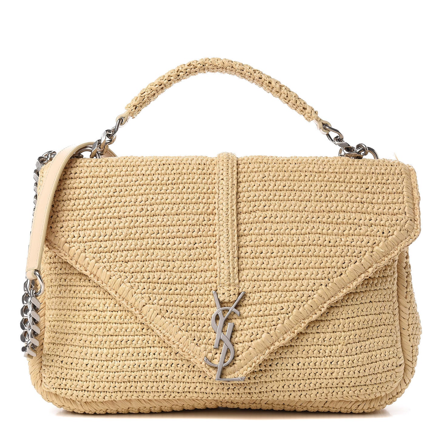 Raffia Monogram Large College Satchel Naturale