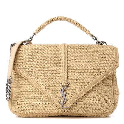 Saint Laurent Raffia Monogram Large College Satchel Naturale 1 of 14