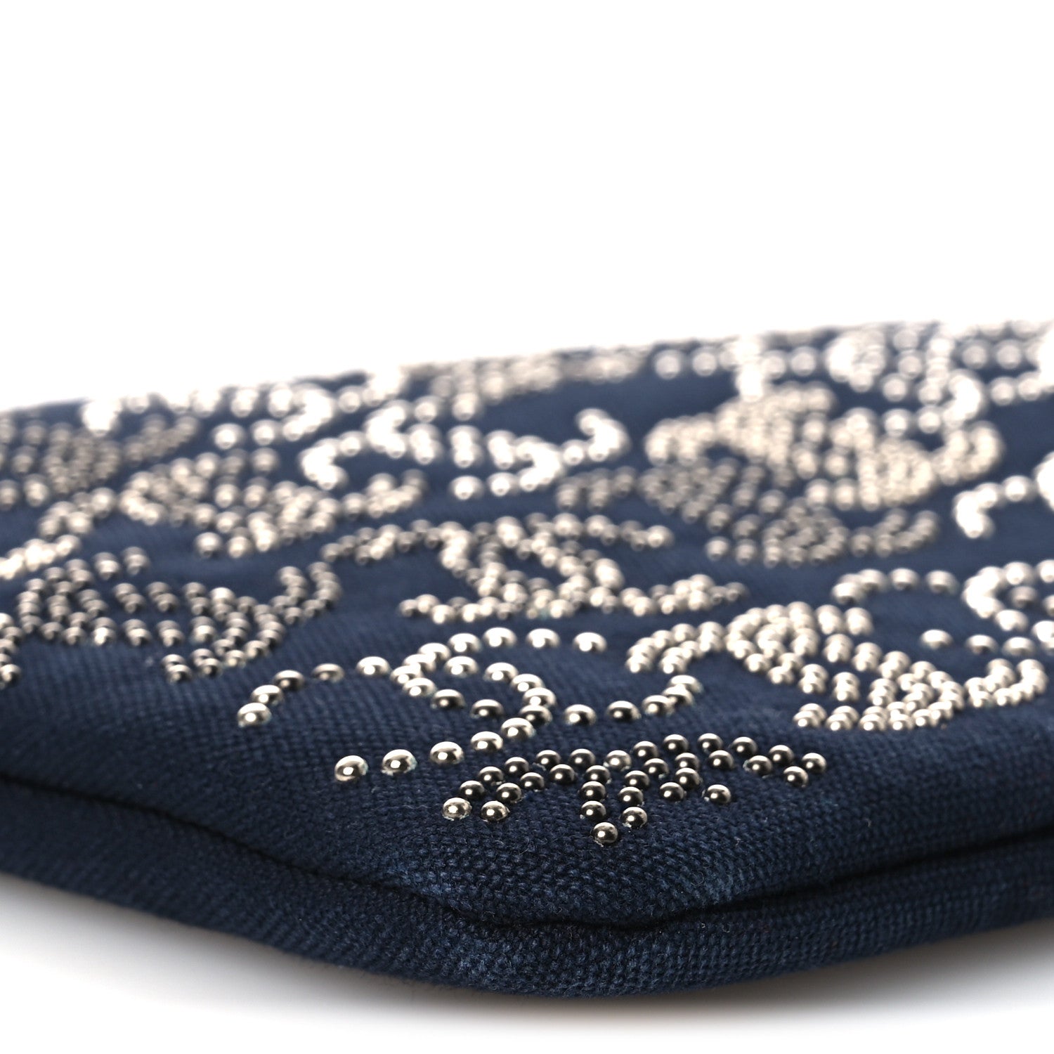 Chanel Canvas Studded CC Medium Cosmetic Pouch Navy 9 of 12