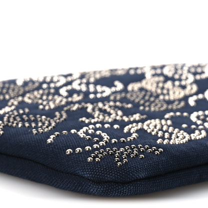 Chanel Canvas Studded CC Medium Cosmetic Pouch Navy 9 of 12