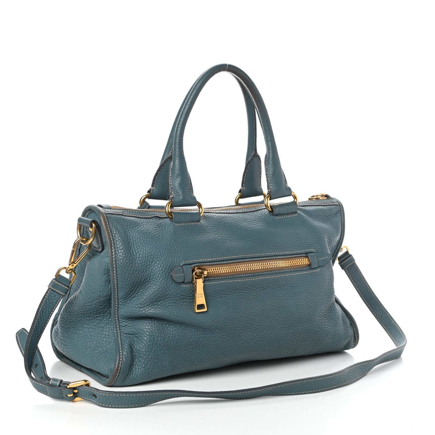 Prada Vitello Daino Shopping Satchel Marine 3 of 9