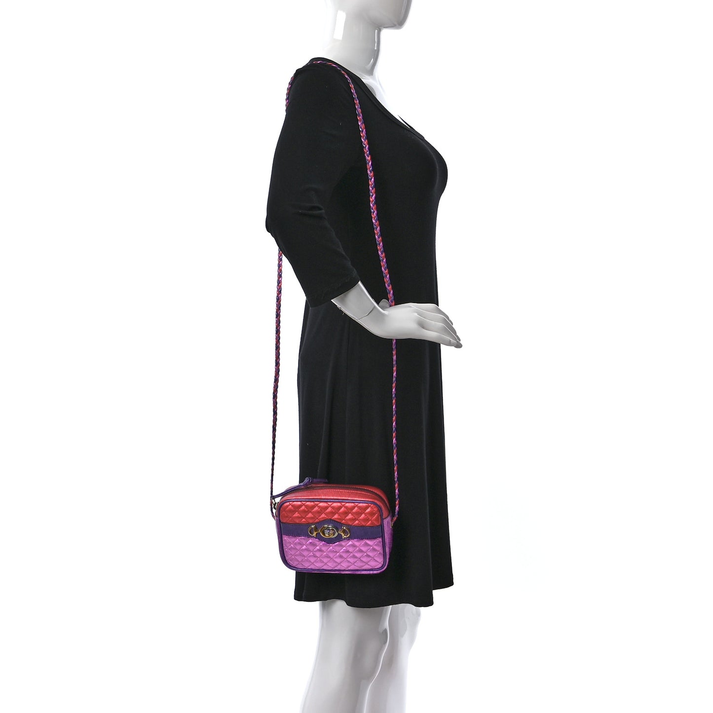 Laminated Nappa Trapuntata Mini Zumi Shoulder Bag Rosso Fuxia Bizantin