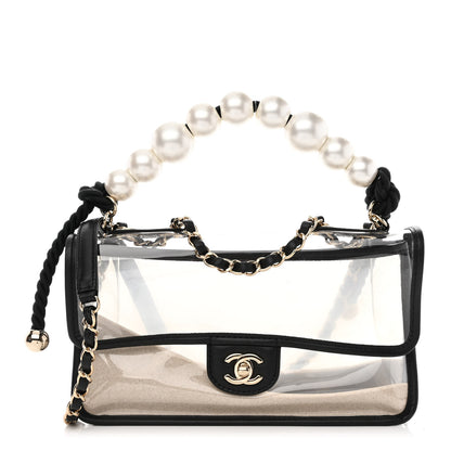 Chanel Lambskin PVC Sand By The Sea Flap With Pearl Strap Black 1 of 11