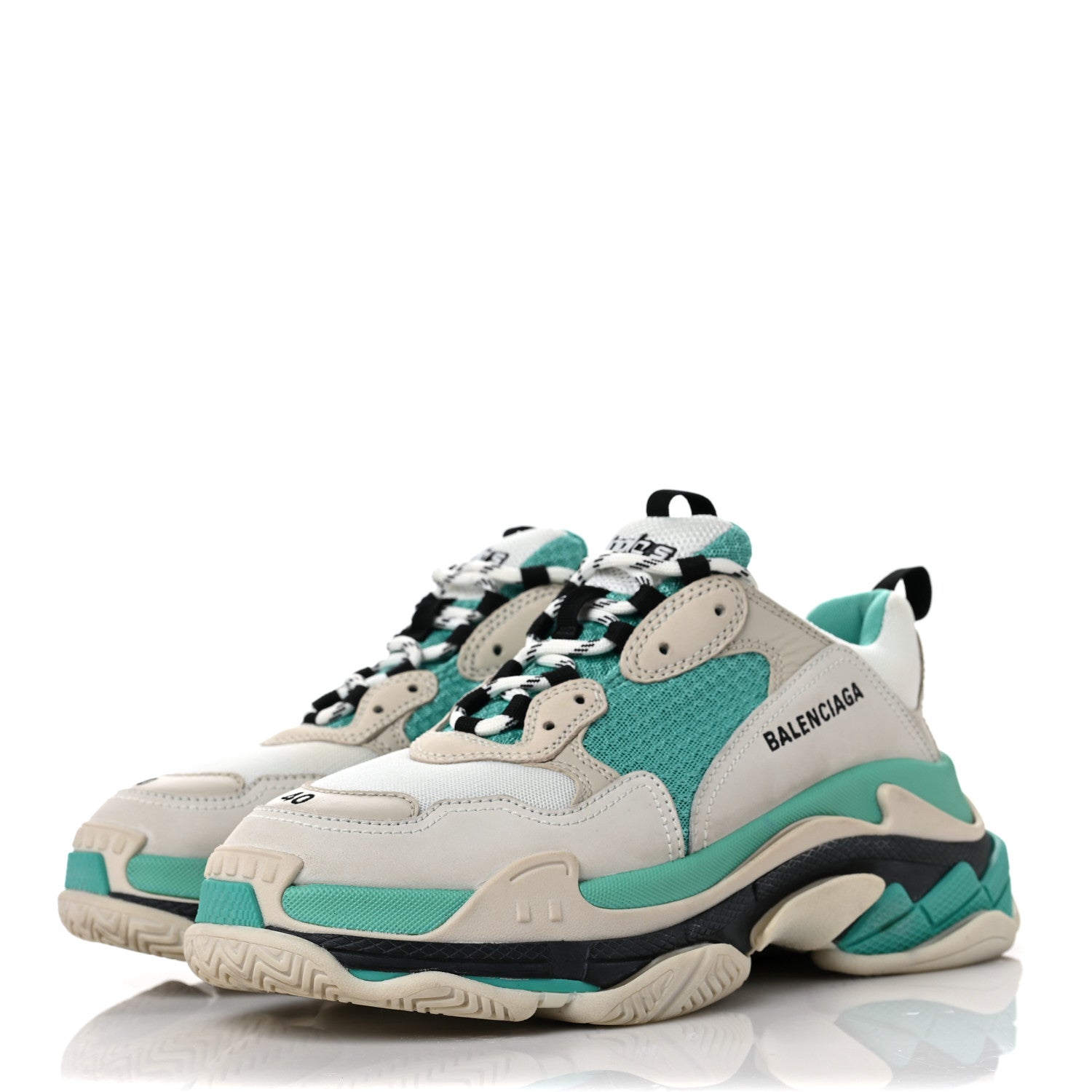 Balenciaga Fabric Mesh Womens Triple S Sneakers 40 White Green Grey 3 of 6