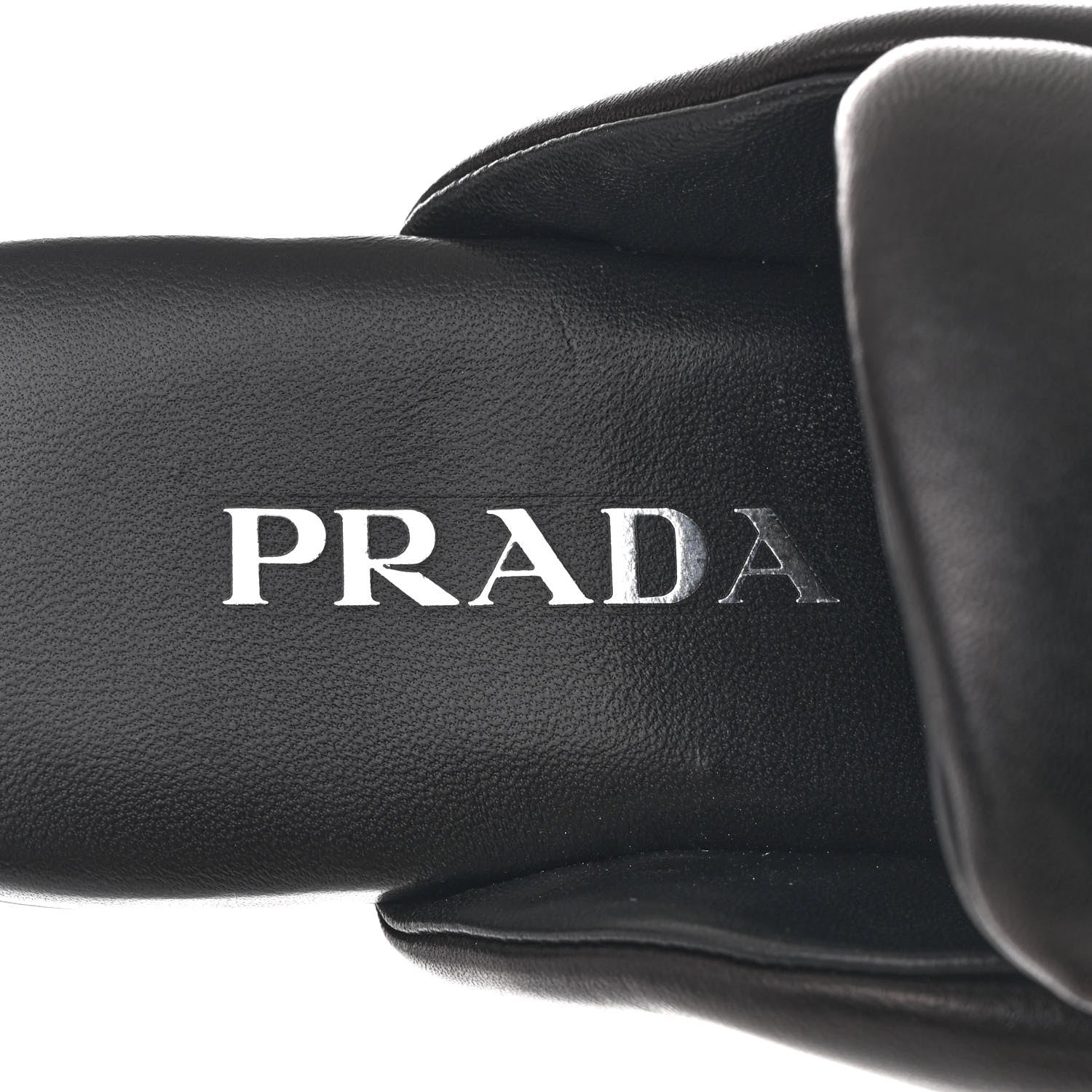 Prada Nappa Soft Padded Metal Triangle Logo Lug Sole 20mm Mules 37 Black 8 of 11