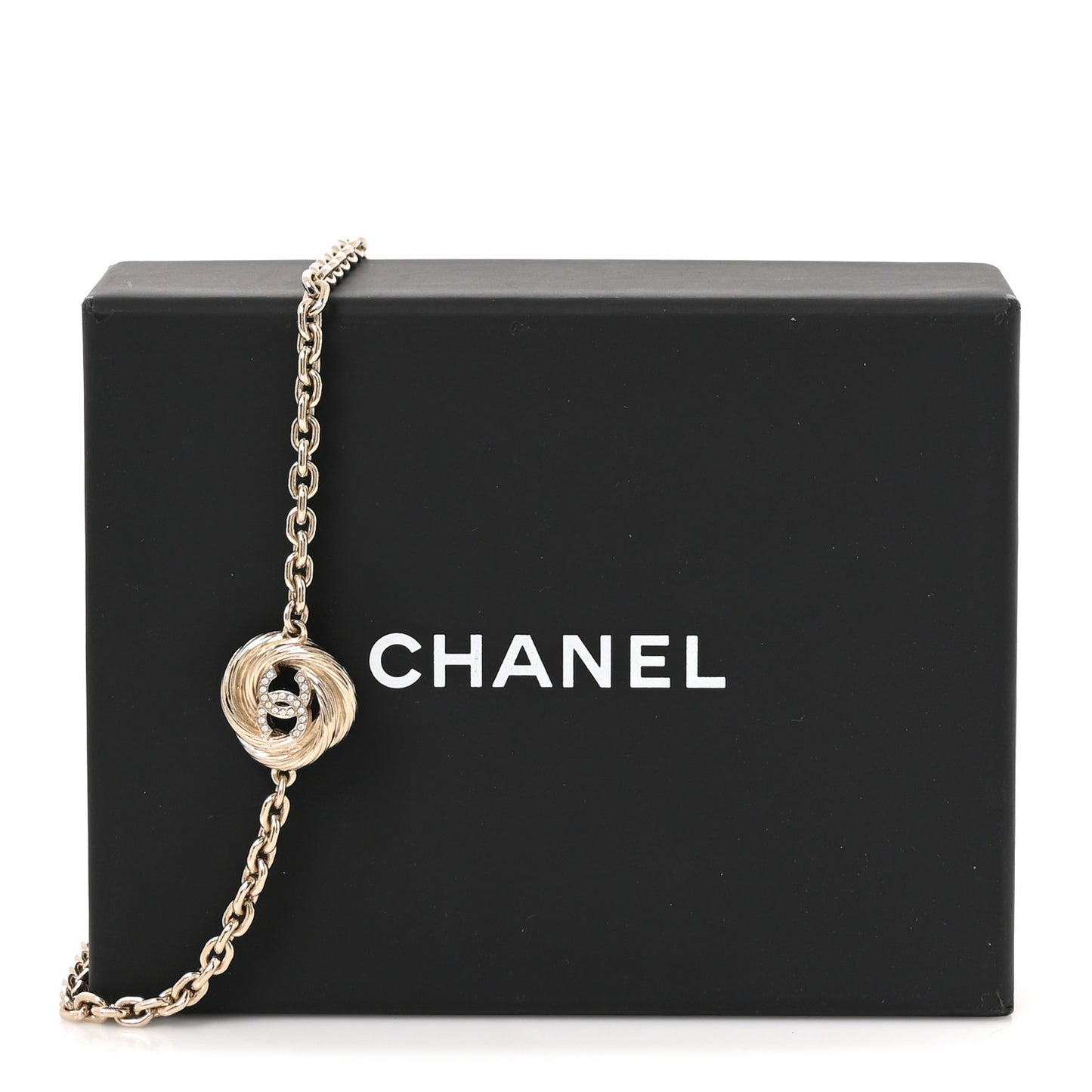 Crystal Metal CC Round Pendant Necklace Gold