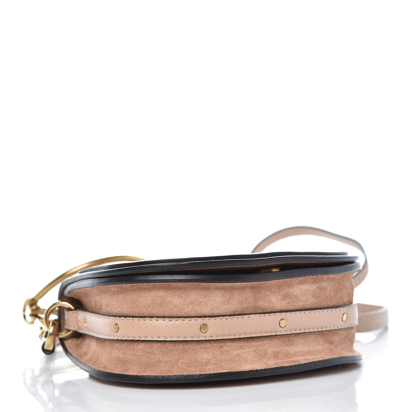 Calfskin Suede Small Nile Bracelet Bag Biscotti Beige