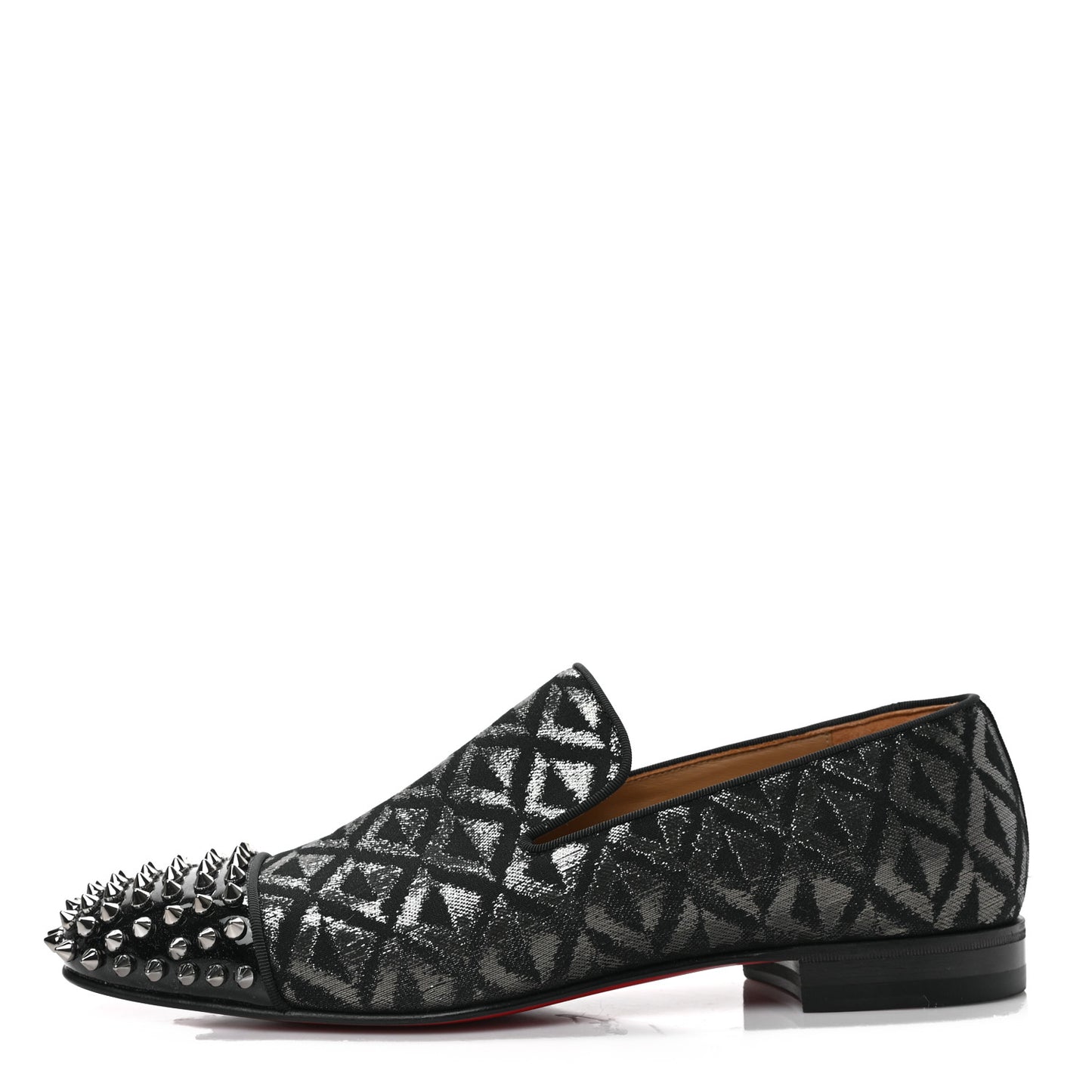 Lurex Patent Mens Spooky Spikes Flat Loafers 43 Black Gun Grey