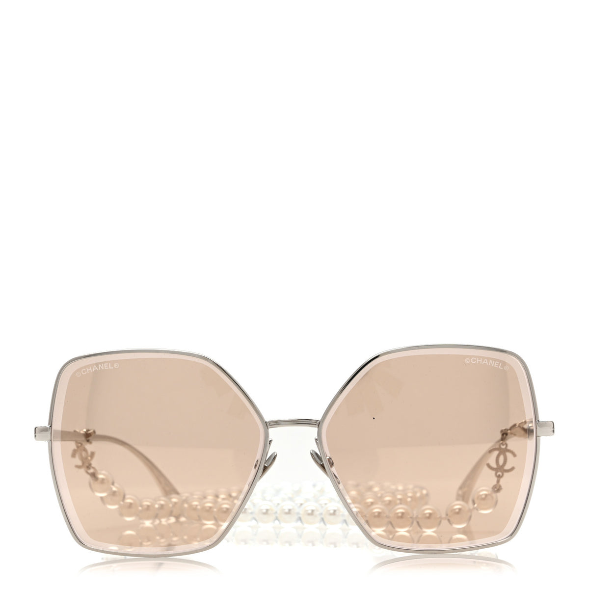 Butterfly Removable Pearl Chain Sunglasses 4262 Silver