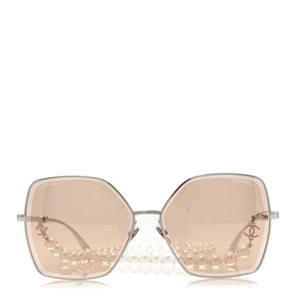 Chanel Butterfly Removable Pearl Chain Sunglasses 4262 Silver 2 of 8