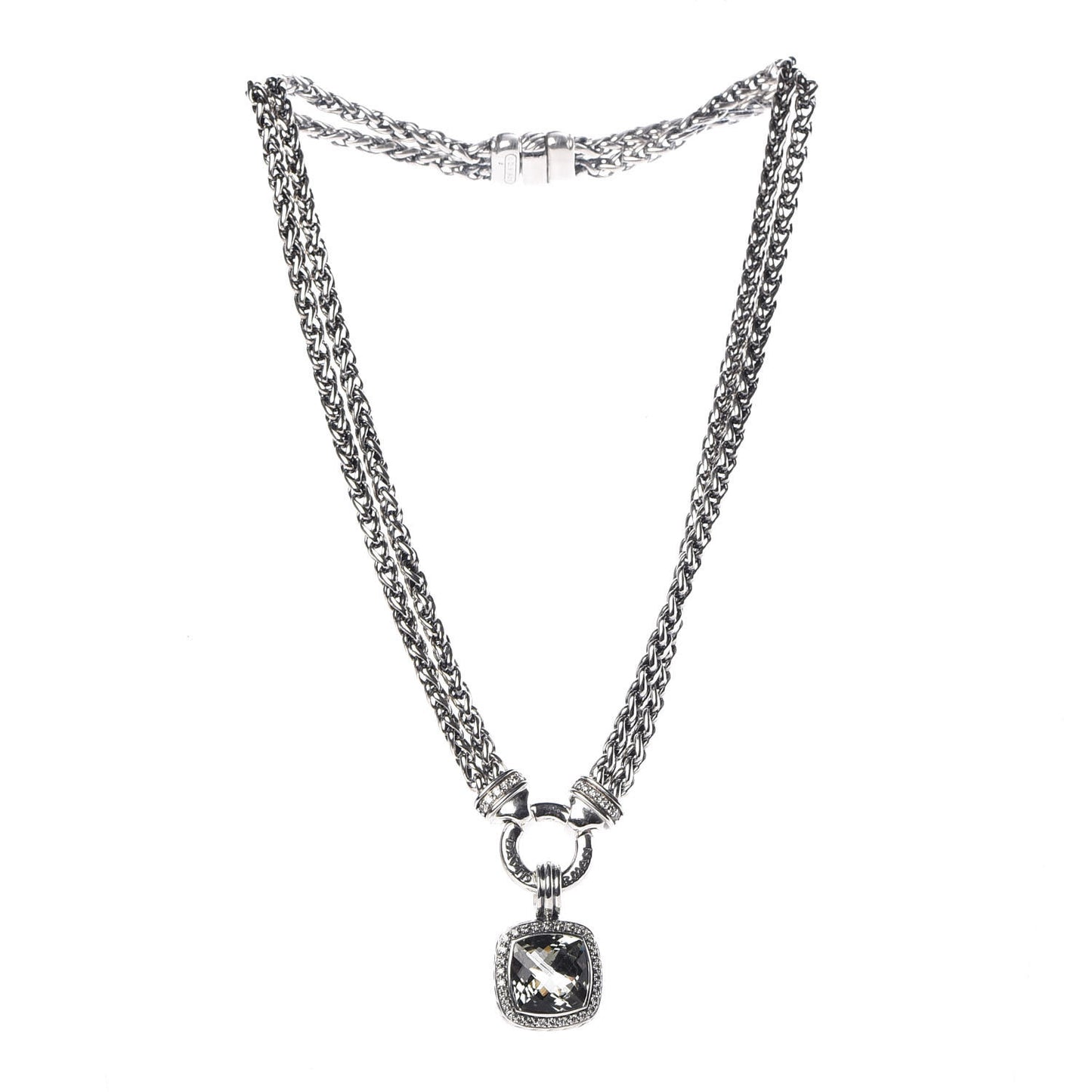 Sterling Silver Diamond Prasiolite 16mm Moonlight Ice Albion Wheat Chain Pendant Necklace