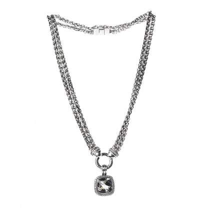 David Yurman Sterling Silver Diamond Prasiolite 16mm Moonlight Ice Albion Wheat Chain Pendant Necklace 3 of 6