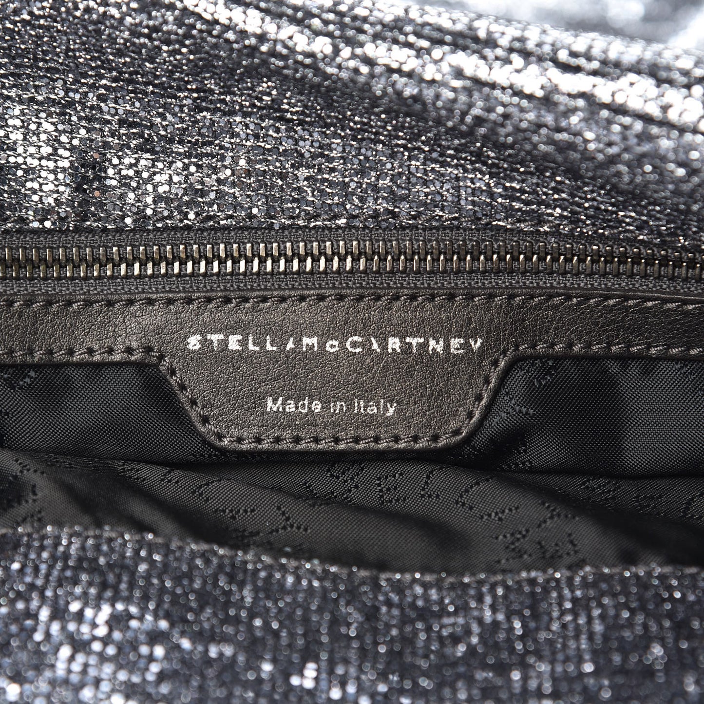 Metallic Glitter Small Falabella Tote Silver