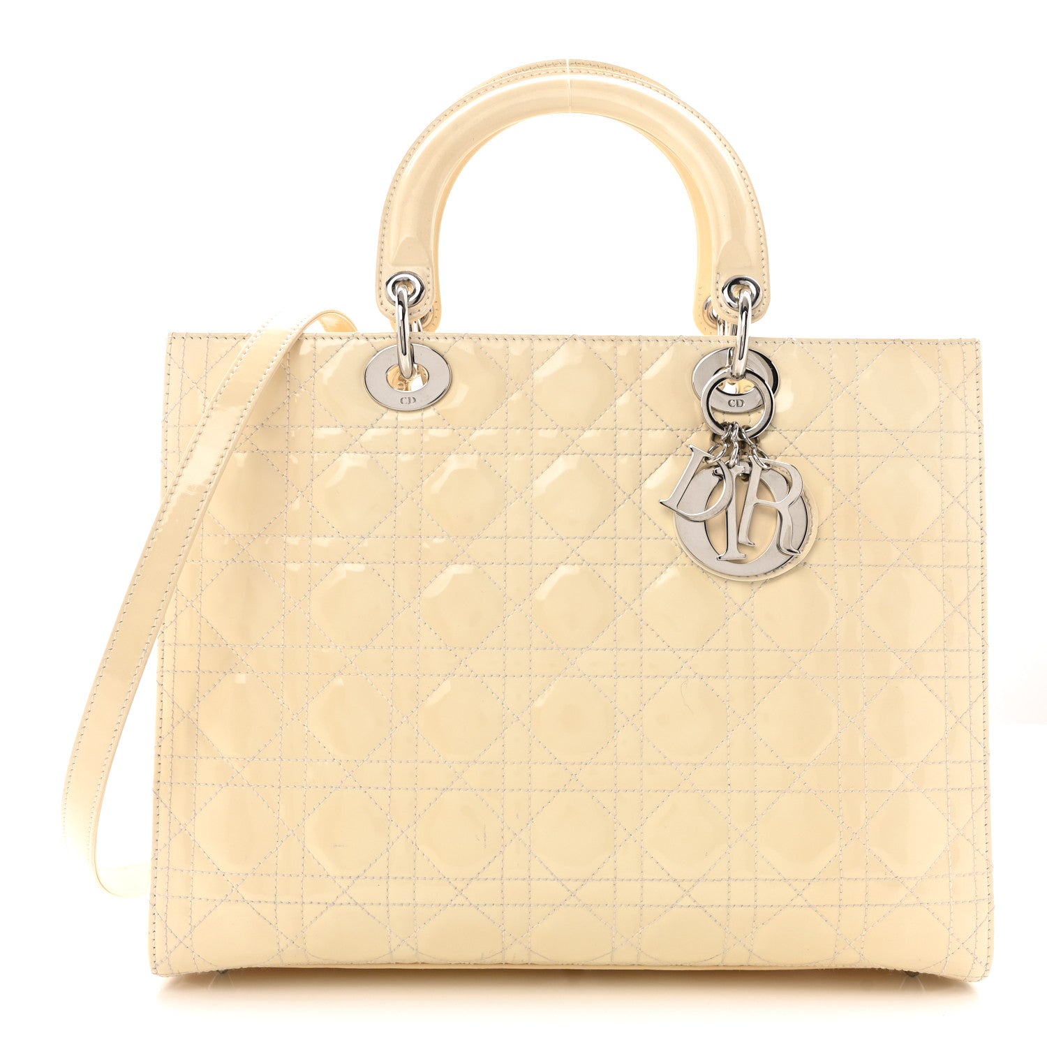Christian Dior Patent Cannage Large Lady Dior White 1 of 14