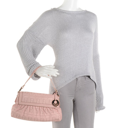 Fendi Calfskin Perforated Small Chef Shoulder Bag Pink 2 of 9