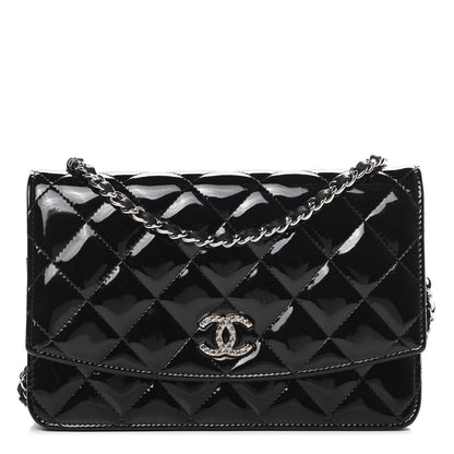 Chanel Patent Quilted Brilliant Wallet On Chain WOC Black 1 of 14