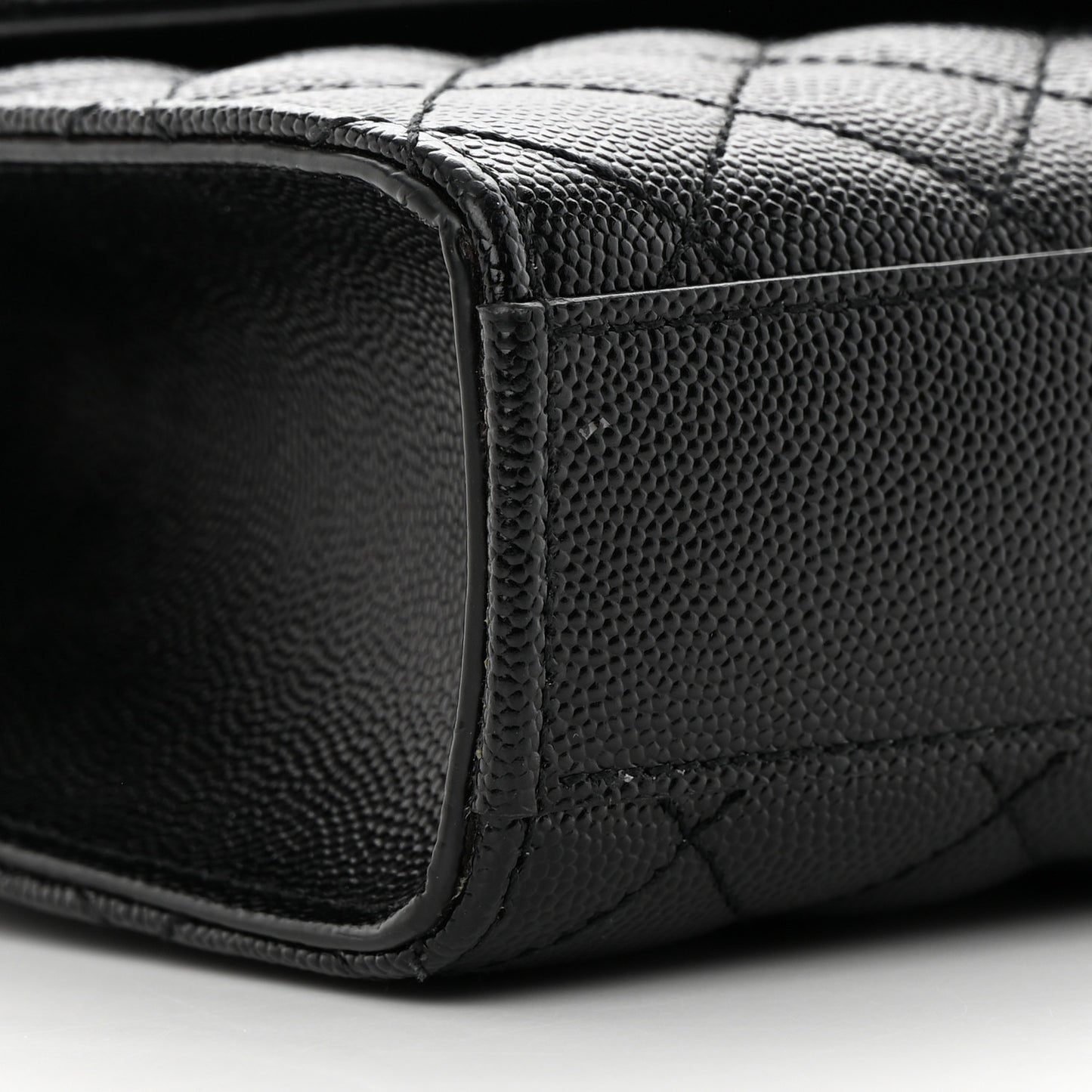Grain De Poudre Textured Mixed Matelasse Triquilt Small Monogram Monochrome Satchel Black