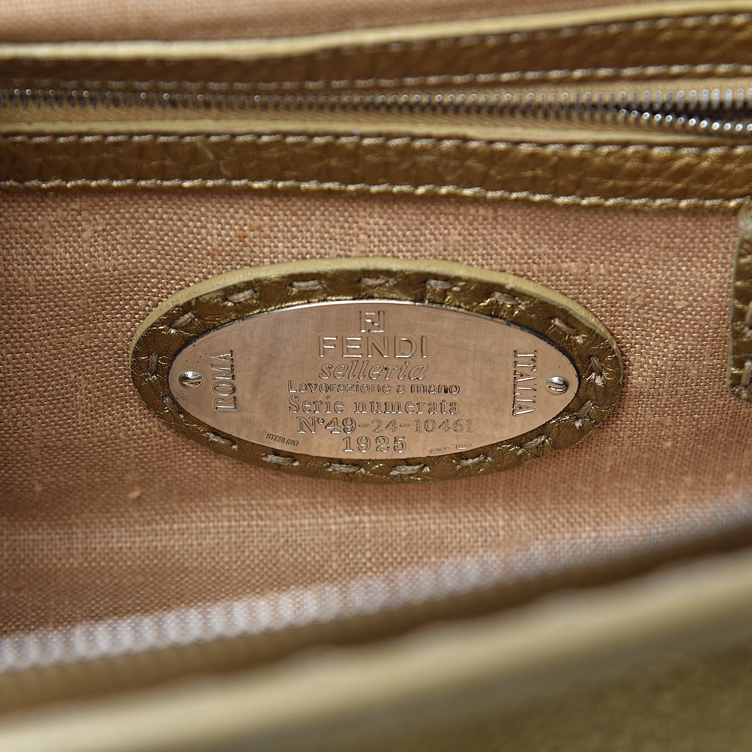 Fendi Calfskin Romano Selleria Mini Adele 1328 Bag Gold 6 of 9