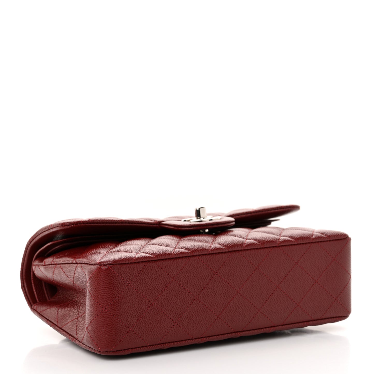 Caviar Quilted Small Double Flap Burgundy
