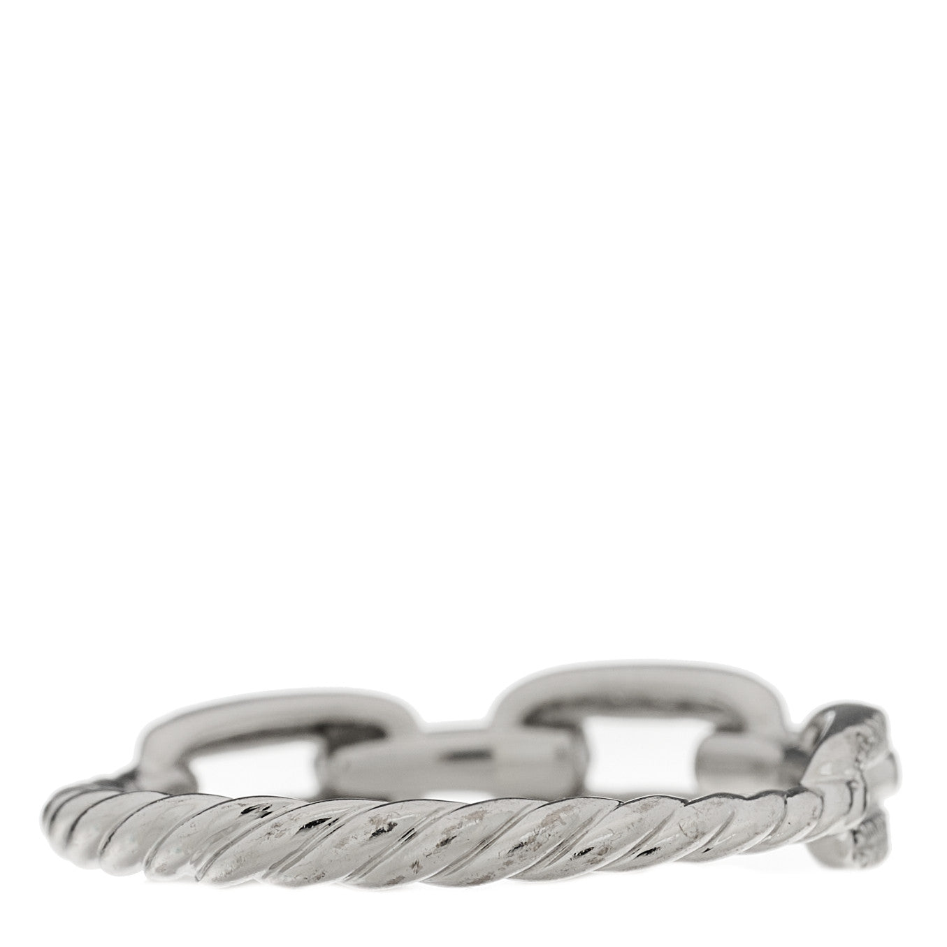 David Yurman 18K White Gold Diamond 4.5mm Stax Chain Link Pave Ring 54 7 3 of 5