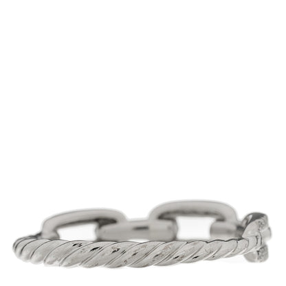David Yurman 18K White Gold Diamond 4.5mm Stax Chain Link Pave Ring 54 7 3 of 5