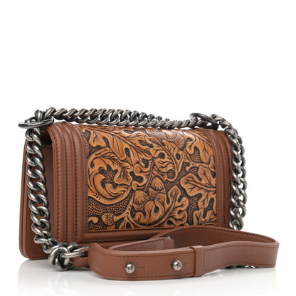 Chanel Calfskin Embossed Small Cordoba Boy Flap Brown 3 of 10