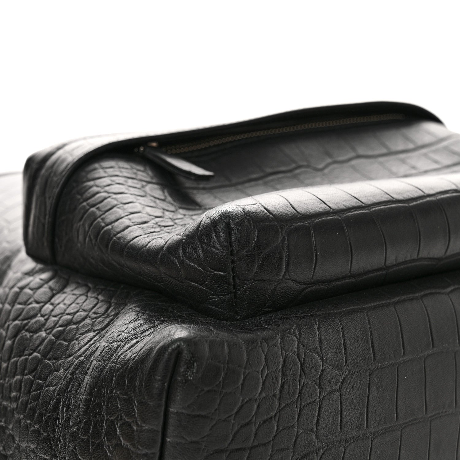 Balenciaga Calfskin Logo Crocodile Embossed Everyday Backpack Black 11 of 15