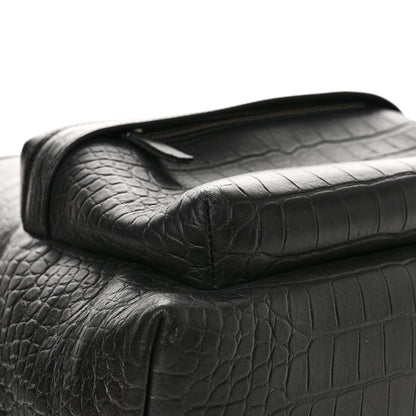 Balenciaga Calfskin Logo Crocodile Embossed Everyday Backpack Black 11 of 15