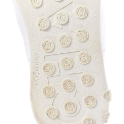 Chanel Calfskin Mesh Lycra Womens Logo High Top Sneakers 39 White 6 of 8