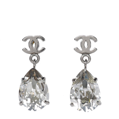Chanel Crystal CC Tear Drop Earrings Silver 1 of 5