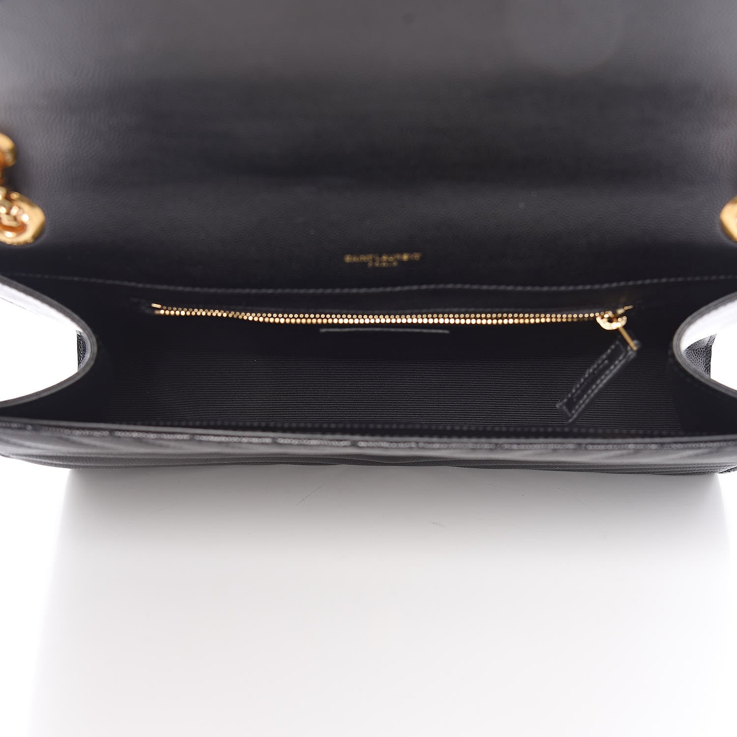 Saint Laurent Grain De Poudre Matelasse Chevron Large Monogram Satchel Black 5 of 9