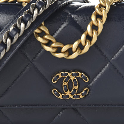 Chanel Lambskin Quilted 19 Wallet On Chain WOC Navy Blue 10 of 11