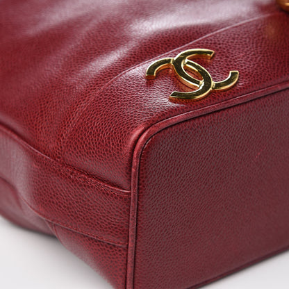 Chanel Caviar CC Drawstring Shoulder Bag Red 12 of 13