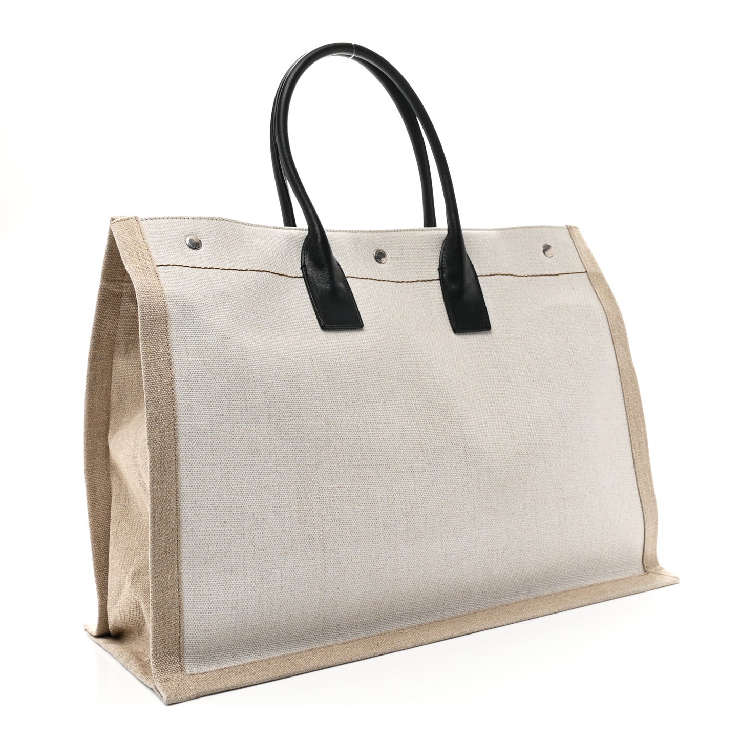 Linen Calfskin Rive Gauche Tote Greggio Natural