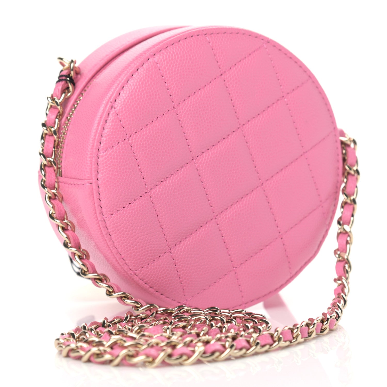 Chanel Caviar Quilted Gripoix CC Round Clutch With Chain Pink 3 of 12