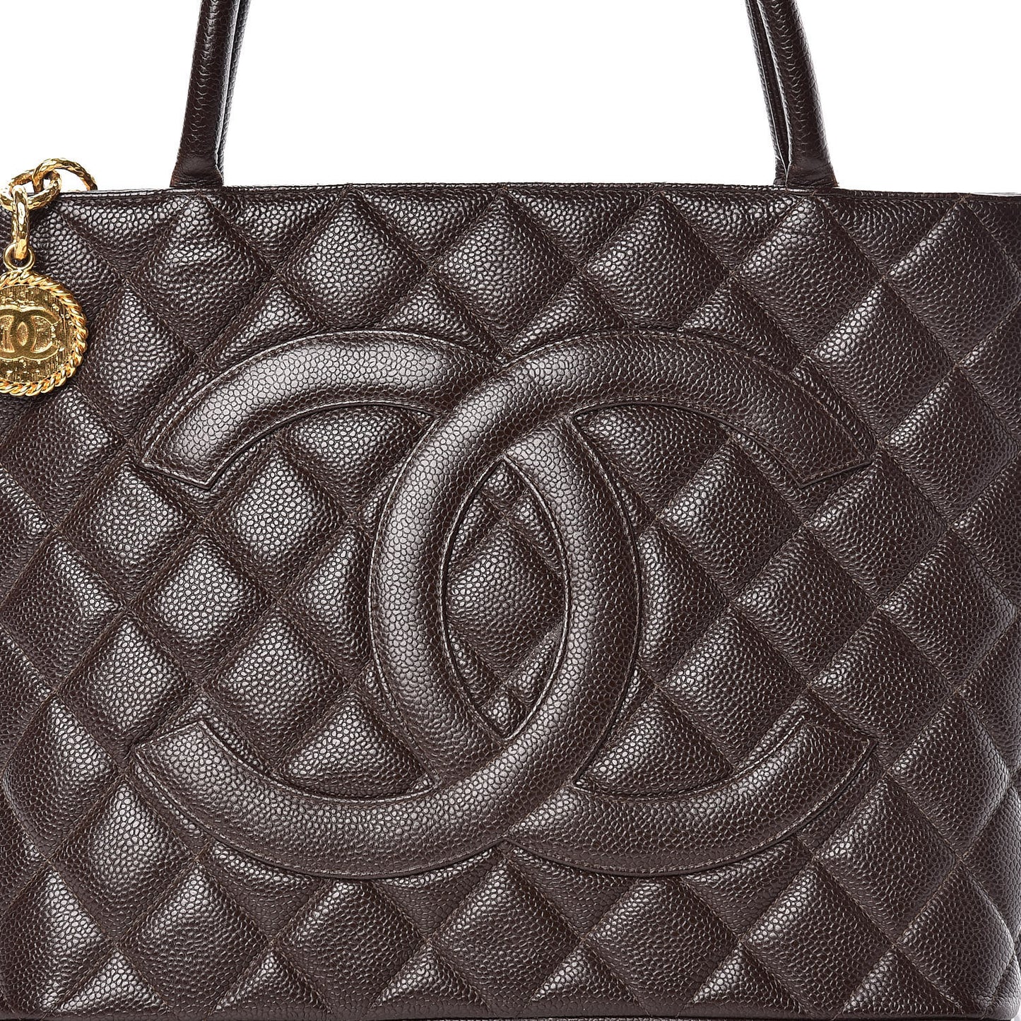Caviar Quilted Medallion CC Tote Dark Brown
