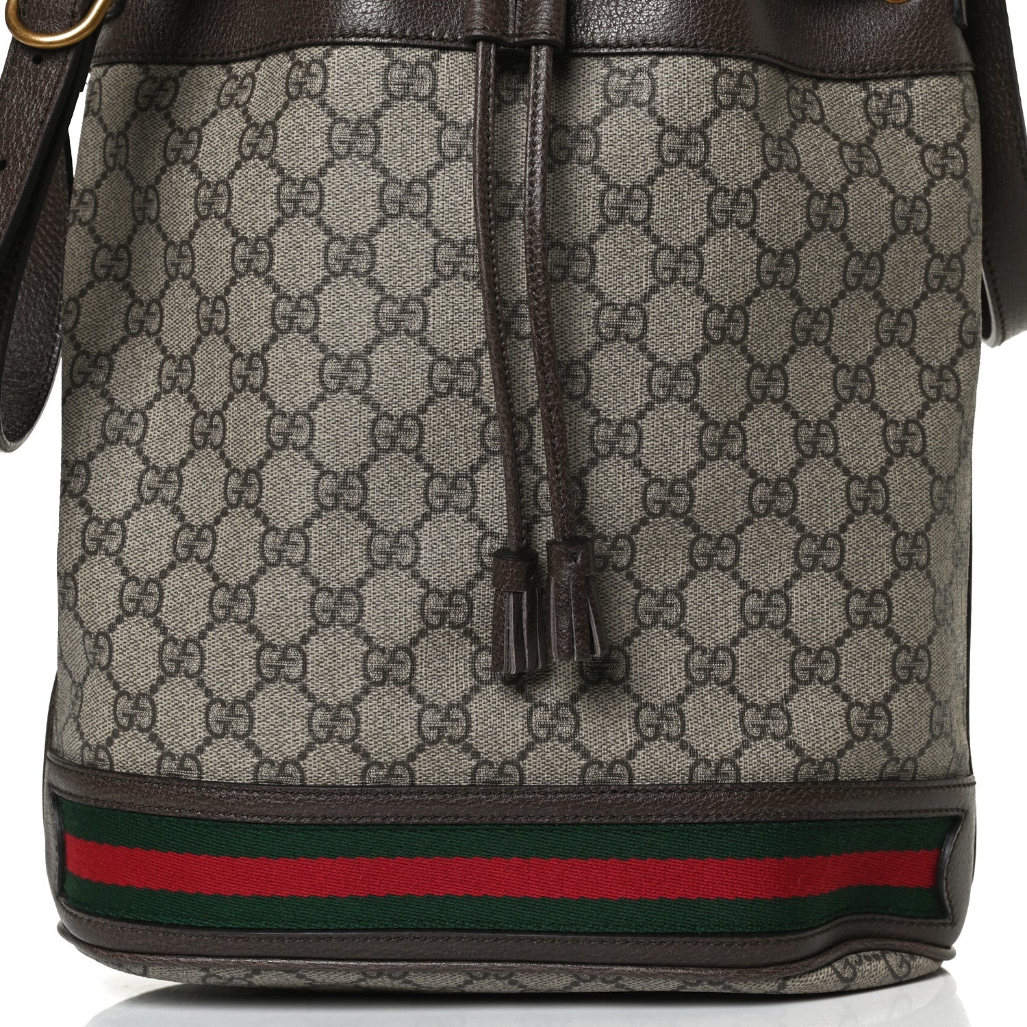 Gucci GG Supreme Monogram Web Ophidia Bucket Bag Brown 9 of 12
