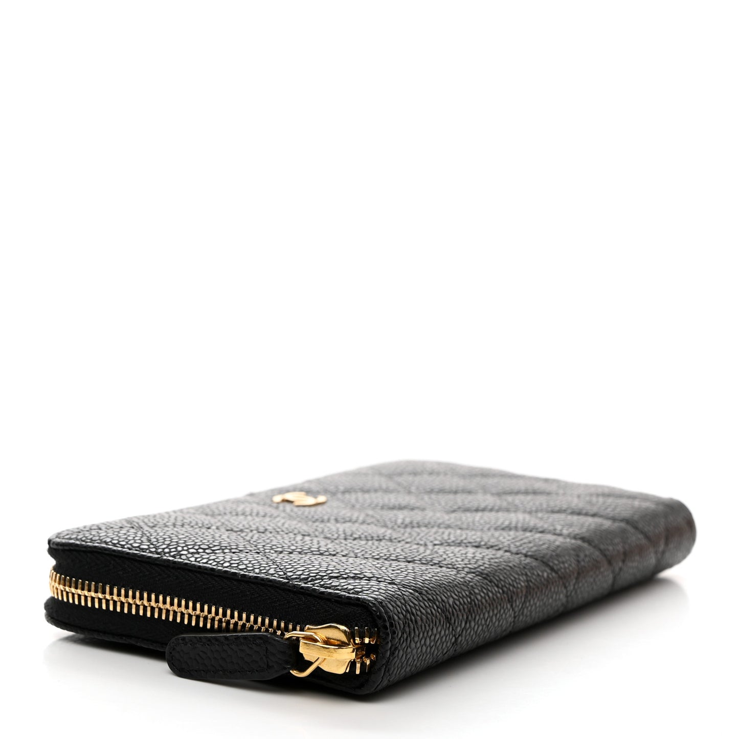 Caviar Quilted Large Gusset Zip Around Wallet Black