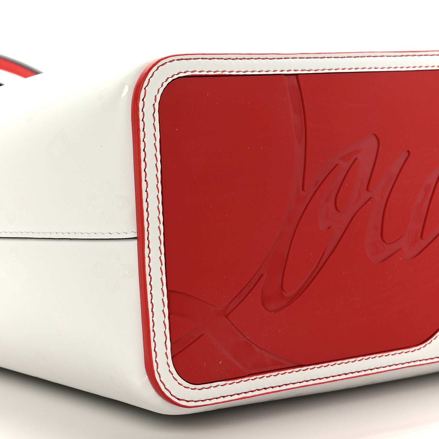 Christian Louboutin Calfskin Spikes Loubintheksy Embossed Small East West Cabata Tote White 9 of 10