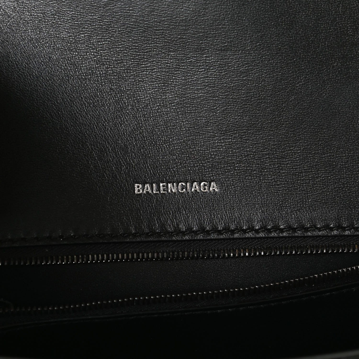Balenciaga Shiny Calfskin Monochrome Crocodile Embossed Small Hourglass Top Handle Bag Black 6 of 10