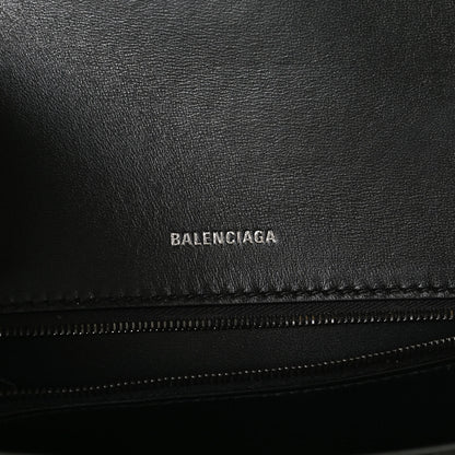Balenciaga Shiny Calfskin Monochrome Crocodile Embossed Small Hourglass Top Handle Bag Black 6 of 10