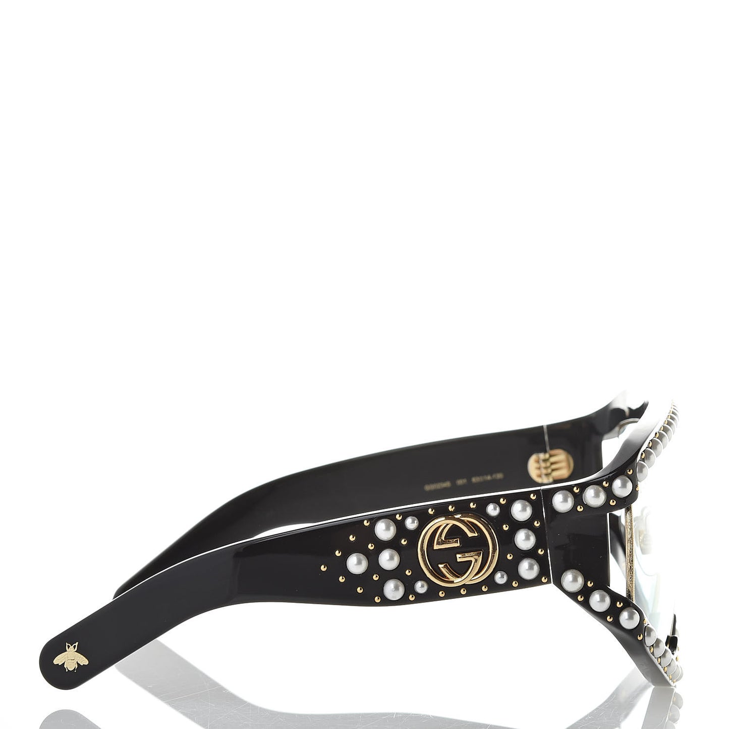 Acetate Pearl Rectangular Frame Sunglasses GG0234S Black
