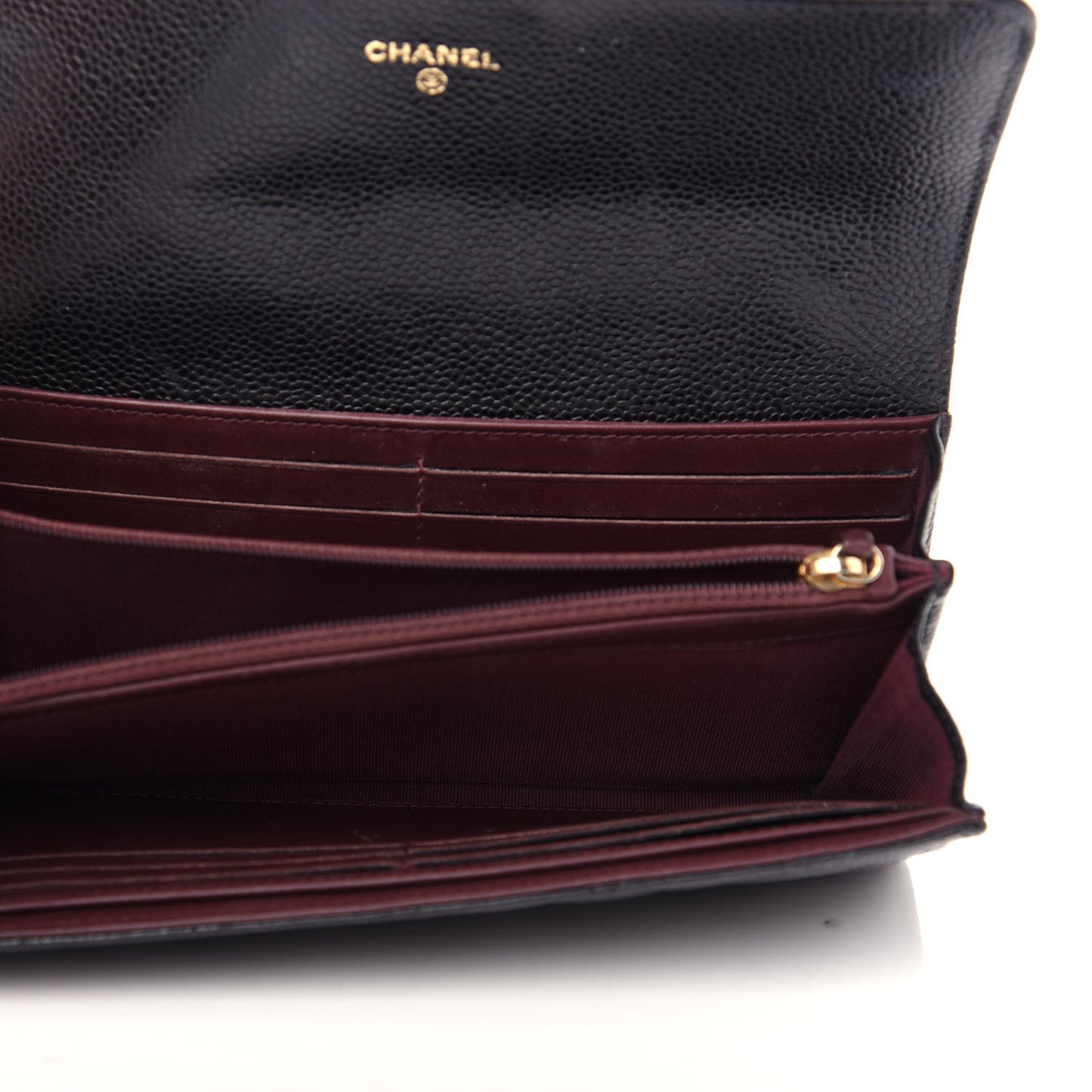 Caviar Quilted Large Gusset Flap Wallet Black