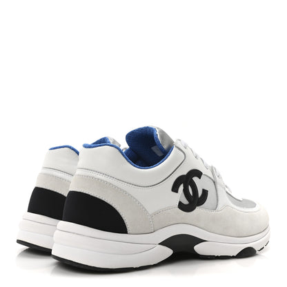 Chanel Calfskin Fabric Sneakers 40.5 White Silver Fluo Blue 5 of 9