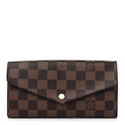 Louis Vuitton Damier Ebene Sarah Wallet NM Rose Ballerine 1 of 18