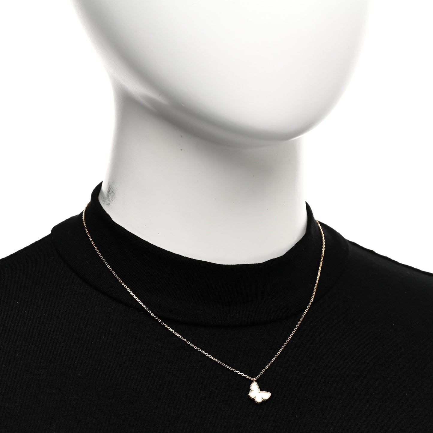 18K Yellow Gold Mother of Pearl Sweet Alhambra Butterfly Pendant Necklace