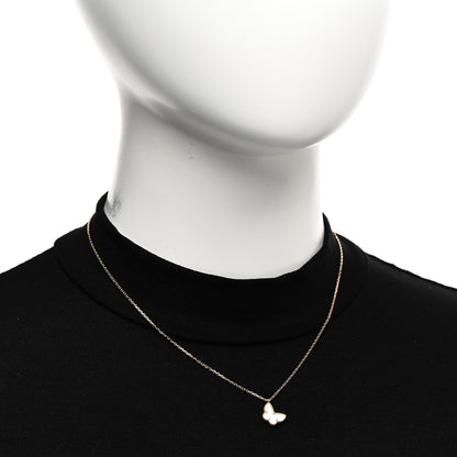 Van Cleef & Arpels 18K Yellow Gold Mother of Pearl Sweet Alhambra Butterfly Pendant Necklace 2 of 5